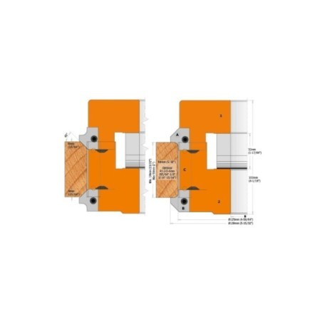 Set di teste portacoltelli regolabili per raggi convessi e smussi (2 pz.)